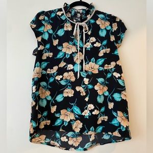 Black + Green Floral Blouse • SHEIN